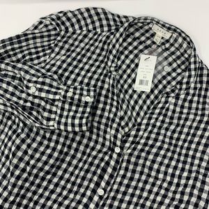 NWT Soft Joie Dane Blouse Black/White Checked Rayon/Cotton Blend Sz XS R2